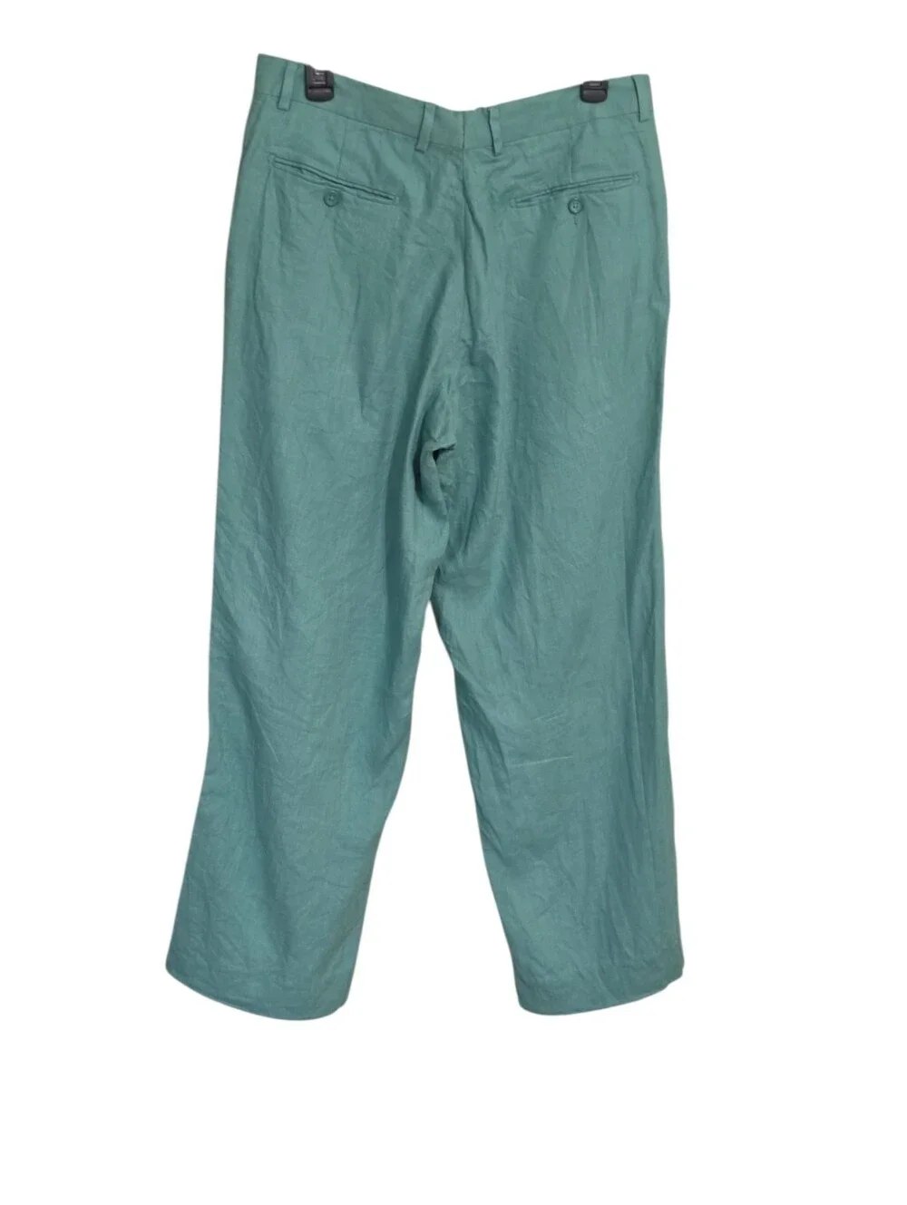 Paul Fredrick Green Linen Pants Slacks Sz 33X28 Flat Front